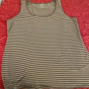 Tan and white striped tank size 1x.